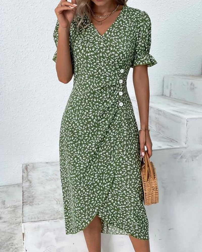 Floral Lace Midi Dress & Sheer Cardigan Set Women's Set