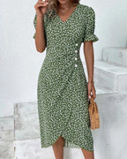 Floral Lace Midi Dress & Sheer Cardigan Set Women's Set