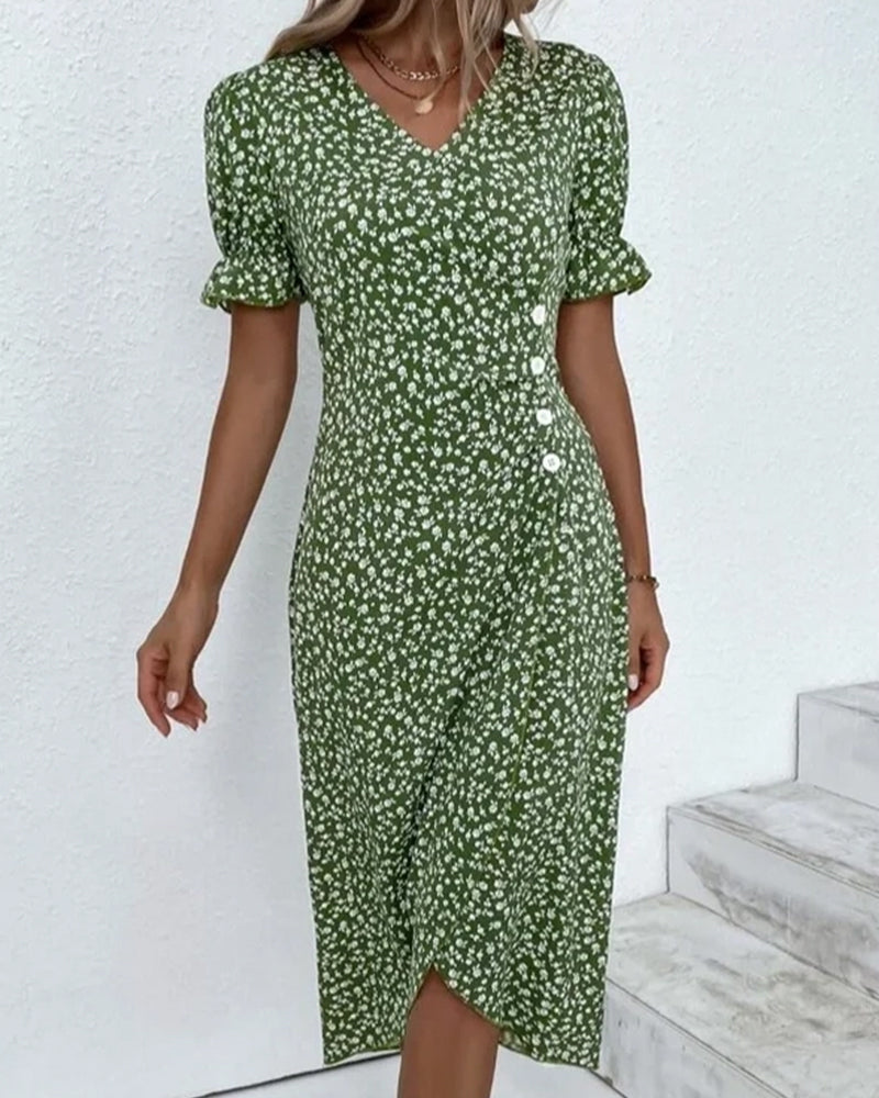 Floral Lace Midi Dress & Sheer Cardigan Set Women's Set