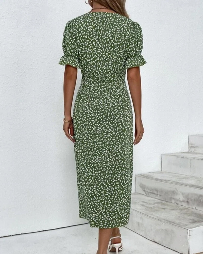 Floral Lace Midi Dress & Sheer Cardigan Set Women's Set