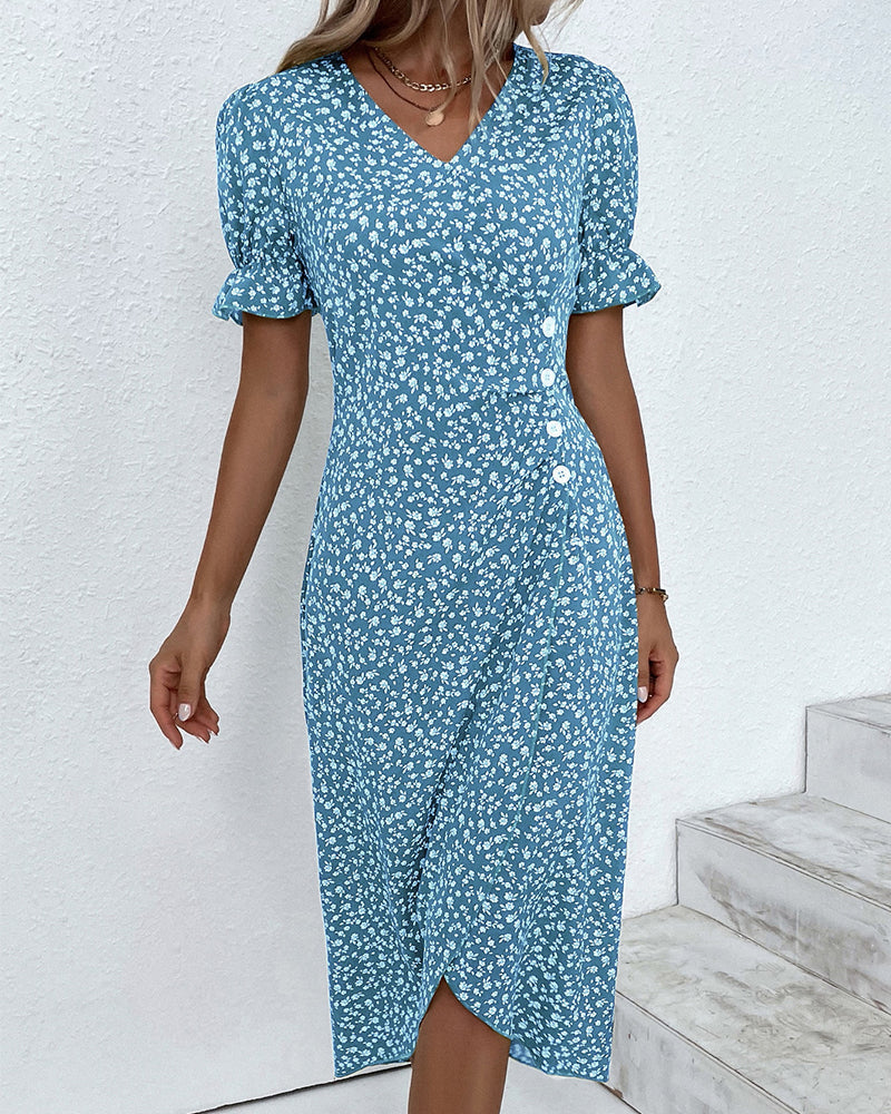 Floral Lace Midi Dress & Sheer Cardigan Set Women's Set