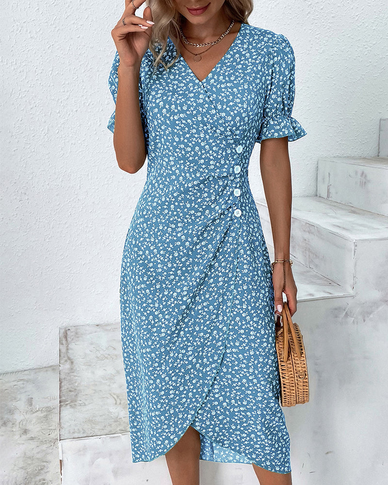 Floral Lace Midi Dress & Sheer Cardigan Set Women's Set