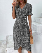 Floral Lace Midi Dress & Sheer Cardigan Set Women's Set