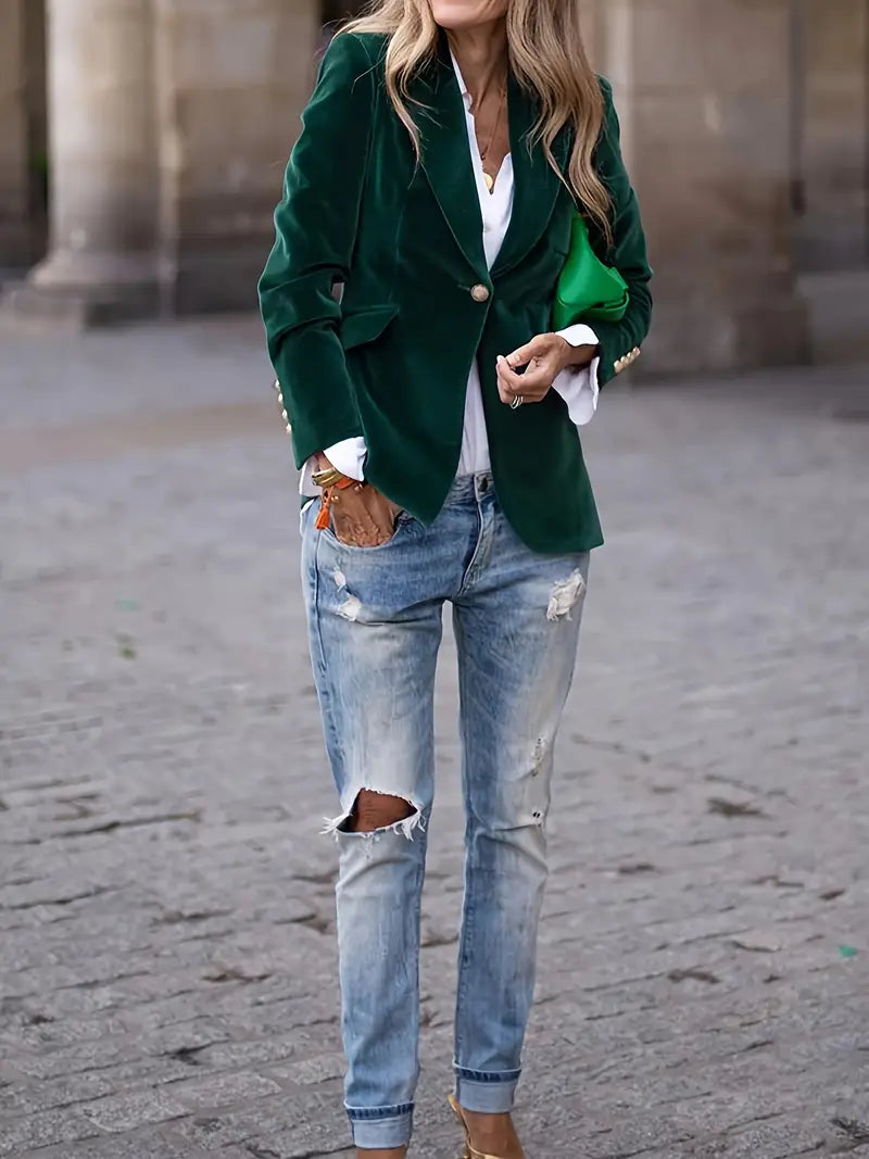 Elegant Velvet Tailored Evening Blazer