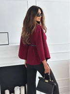 Women's Oversized Cotton Poncho with Turtle Neck
