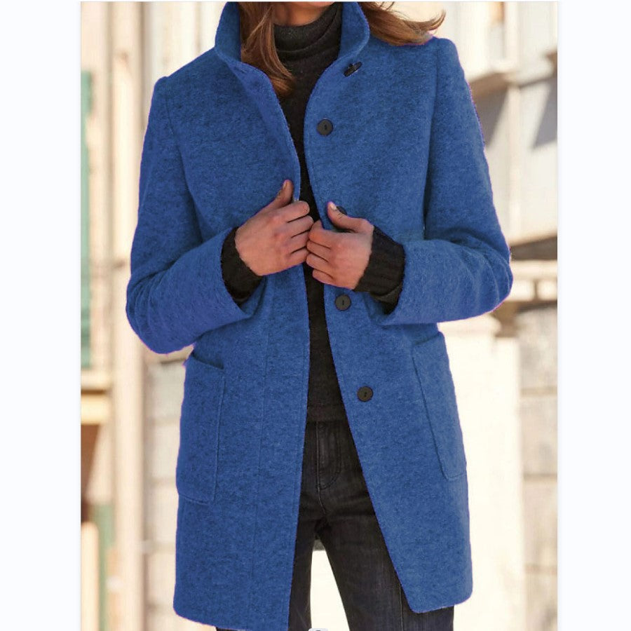 Retro Buttoned Stand Collar Windbreaker
