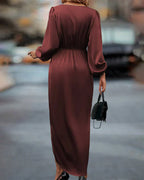 Women’s Satin Midi Dress – Cowl Neck Sleeveless