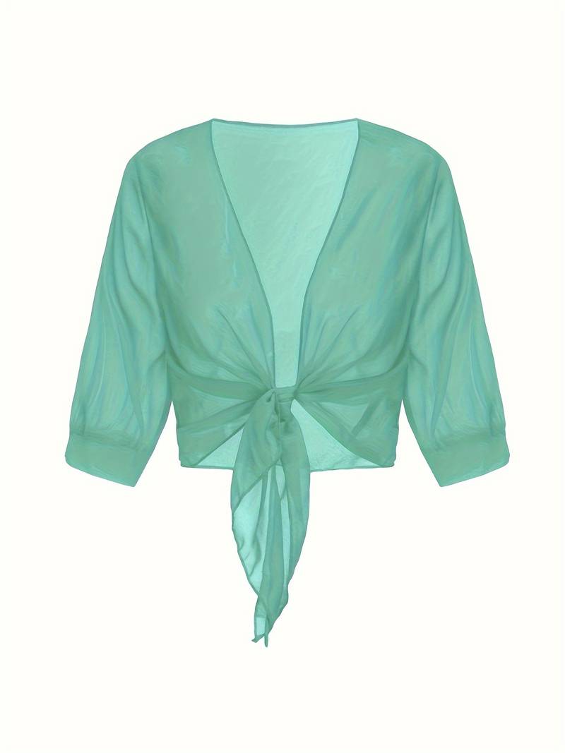Lightweight Tie-Front Open Blouse