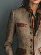 Vintage Trimmed Jacket With Pockets