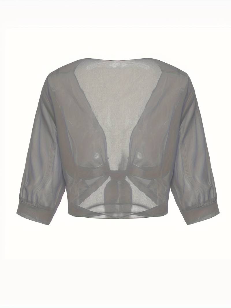 Lightweight Tie-Front Open Blouse