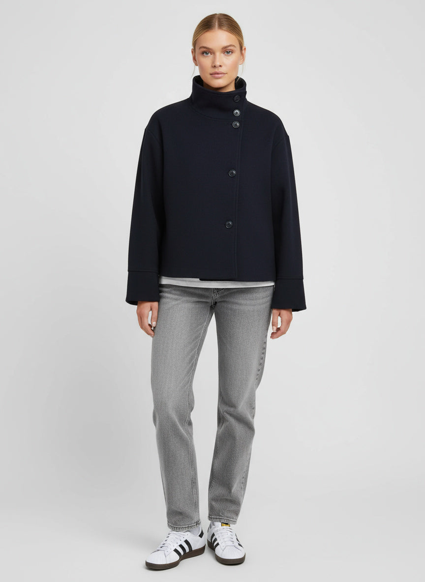 Cropped Stand Collar Women's Jacket