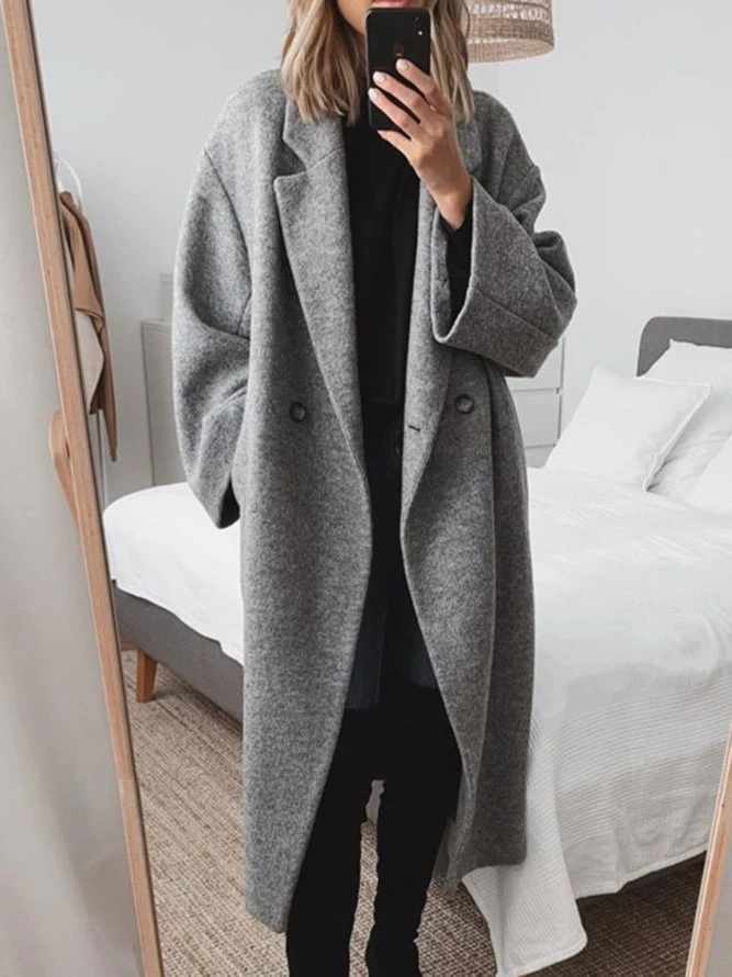 Lange oversized jas van gemixte wol