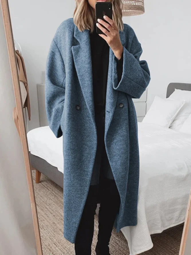 Lange oversized jas van gemixte wol