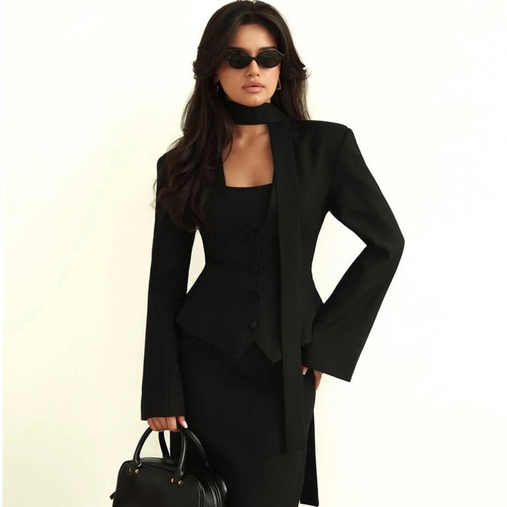 Stylish Women's Blazer With Scarf