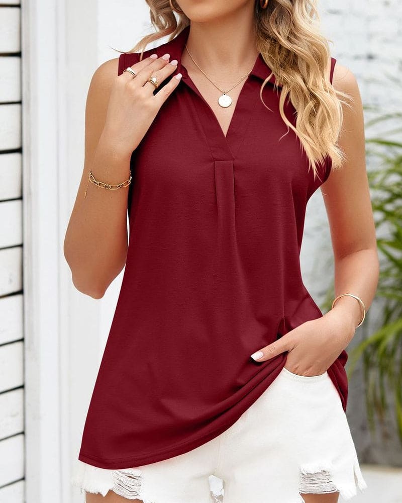 Women's Sleeveless Chiffon Blouse - Relaxed Fit