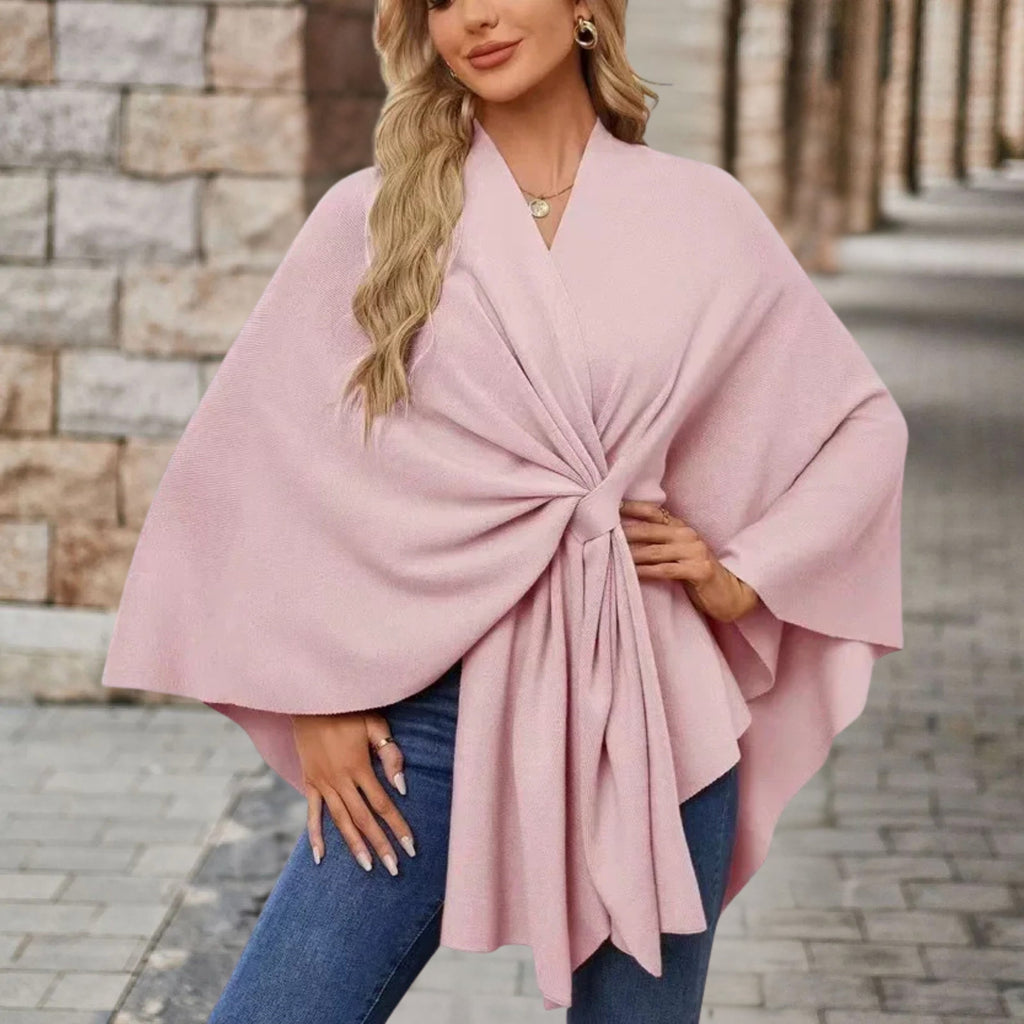 Chic Fringed Knitted Wrap Poncho