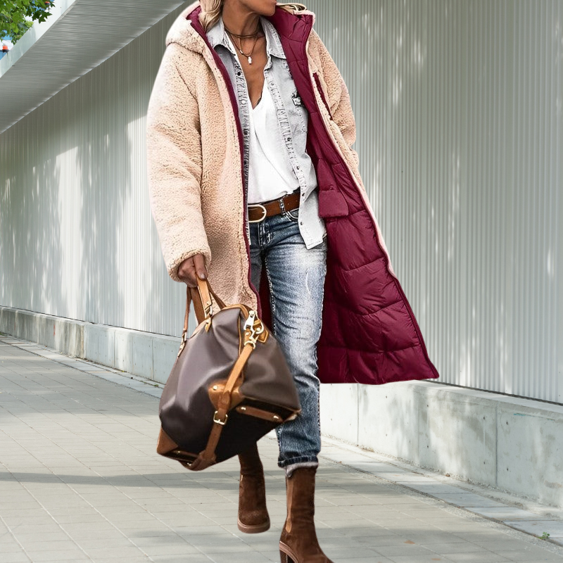 Long Hooded Pocketed Winter Jacket