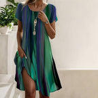 Women's Ombré Boho Dress - Colour Gradient Summer Midi Dress