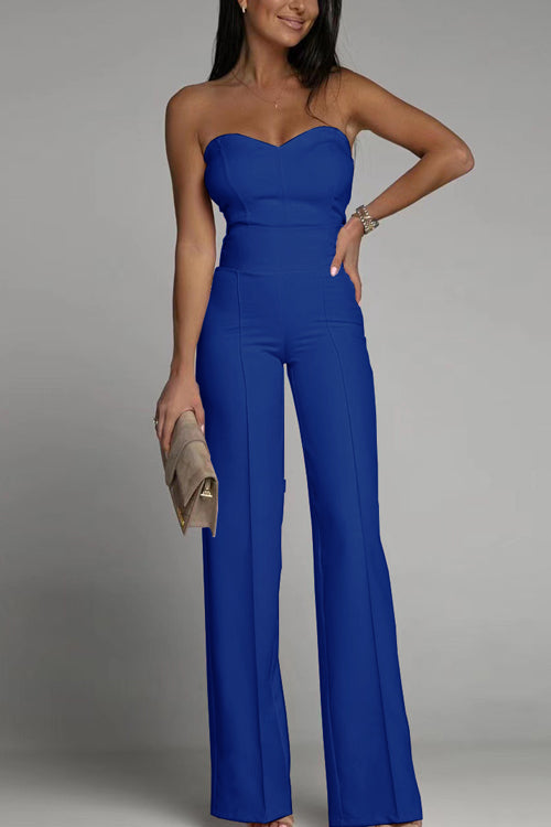 Women’s Strapless Wide-Leg Jumpsuit with Fitted Bodice