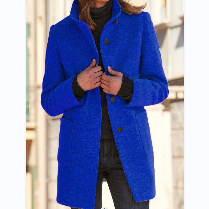 Retro Buttoned Stand Collar Windbreaker