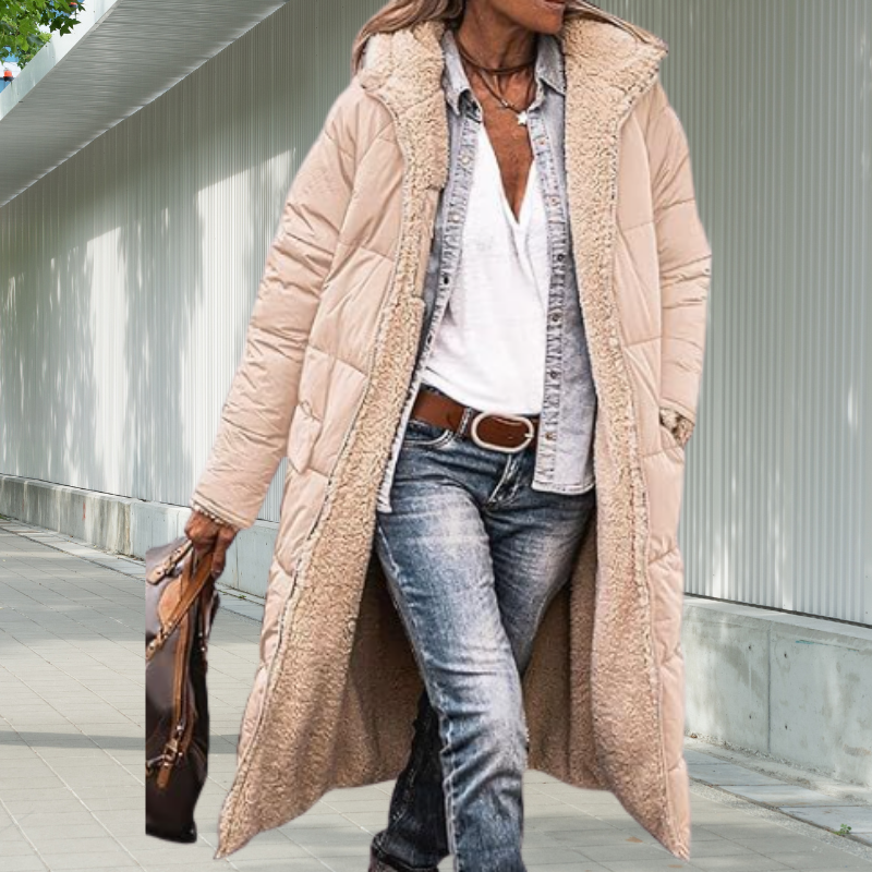 Long Hooded Pocketed Winter Jacket