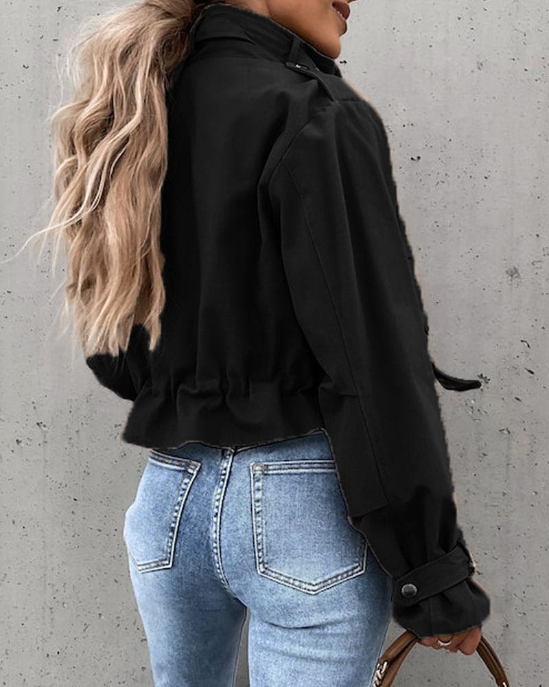 Cropped Transitional Jacket With Pockets