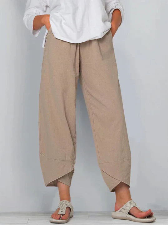 Wide Leg Tulip Hem Trousers High-Waist Women's Pants
