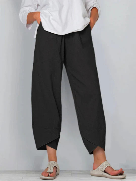 Wide Leg Tulip Hem Trousers High-Waist Women's Pants