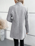 Collarless Long-Sleeve Draped Open Coat