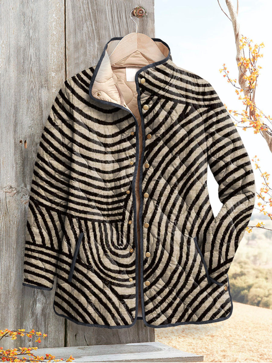 Vintage Circle Pattern Quilted Jacket