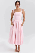 Gingham Print Midi Dress