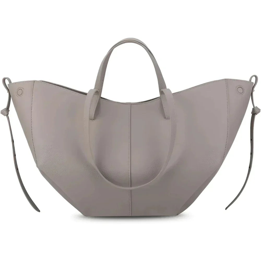 Grained Leather Tote Bag - Large Capacity Office Handbag