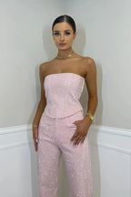 Women’s Strapless Jumpsuit – Bandeau Neckline Wide-Leg