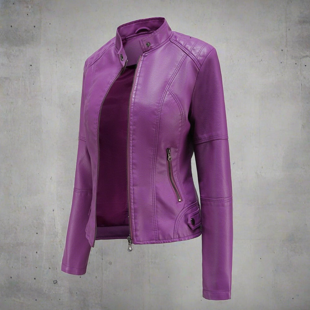 Regular Fit Zip Leather Jacket