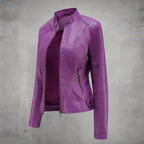 Regular Fit Zip Leather Jacket