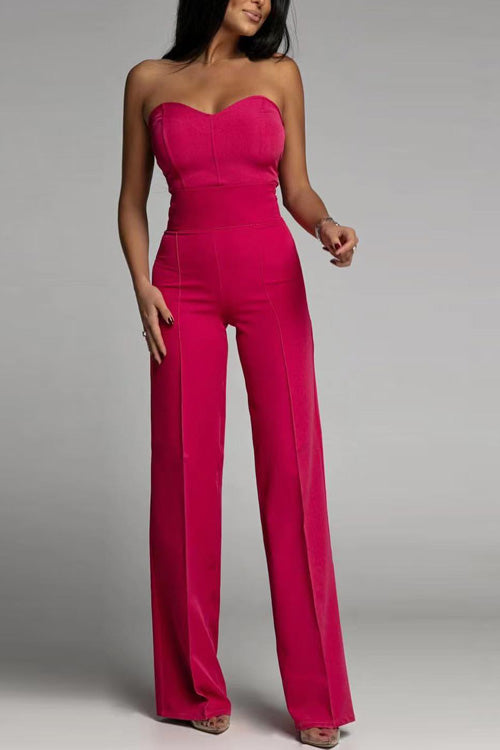 Women’s Strapless Wide-Leg Jumpsuit with Fitted Bodice