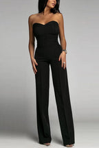 Women’s Strapless Wide-Leg Jumpsuit with Fitted Bodice