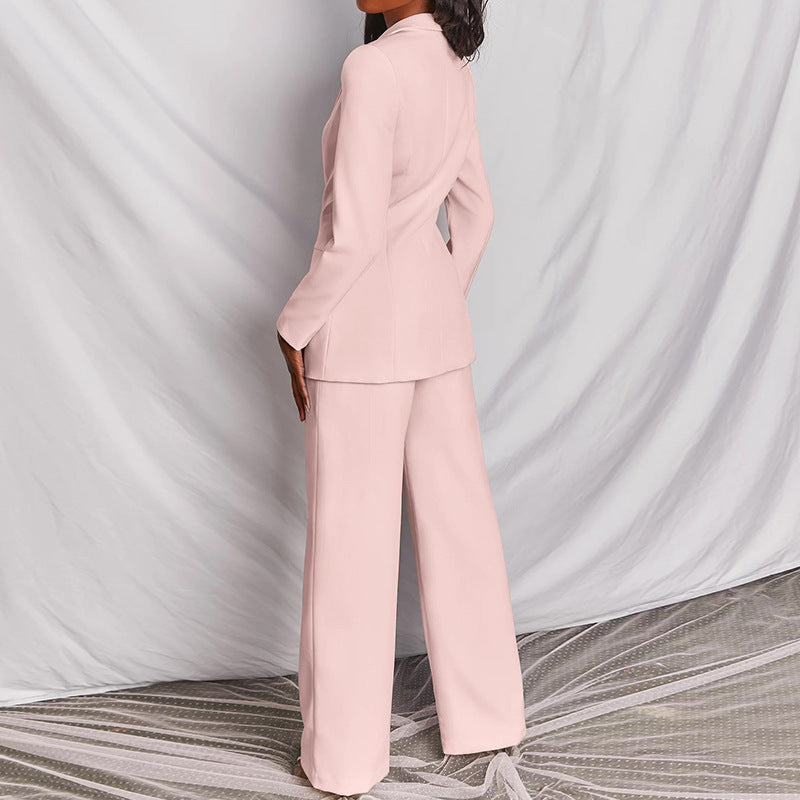 Women's Slim-Fit Blazer and Trousers Set - Single-Breasted