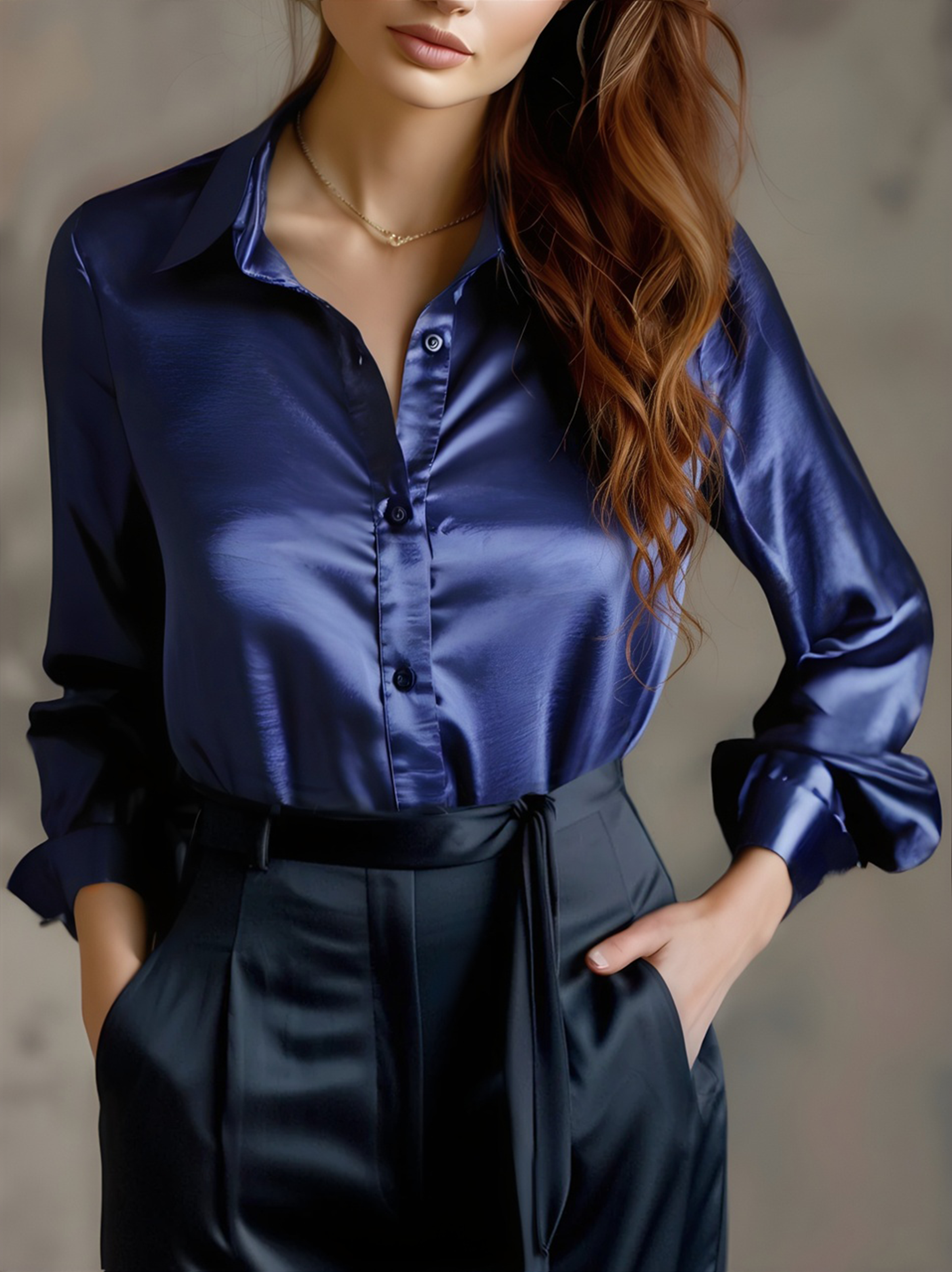 Ladies Slim Fit Blouse – With Long Sleeves, Suitable for Work and Everyday Use
