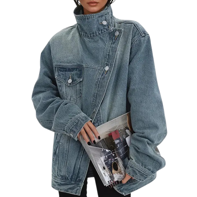 Retro Asymmetric High-Collar Vintage Jacket