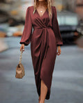 Women’s Satin Midi Dress – Cowl Neck Sleeveless