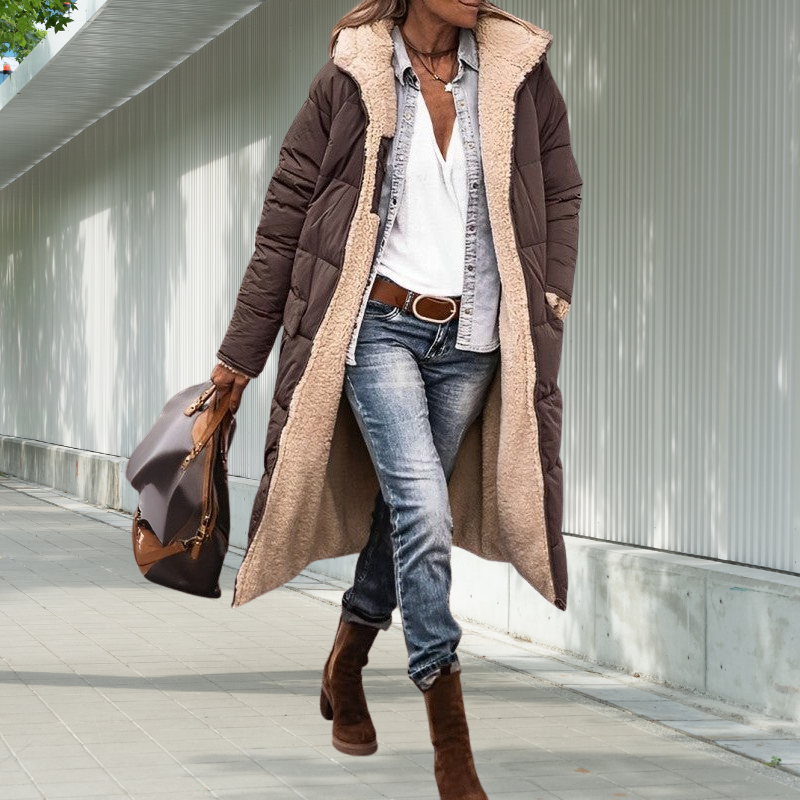 Long Hooded Pocketed Winter Jacket
