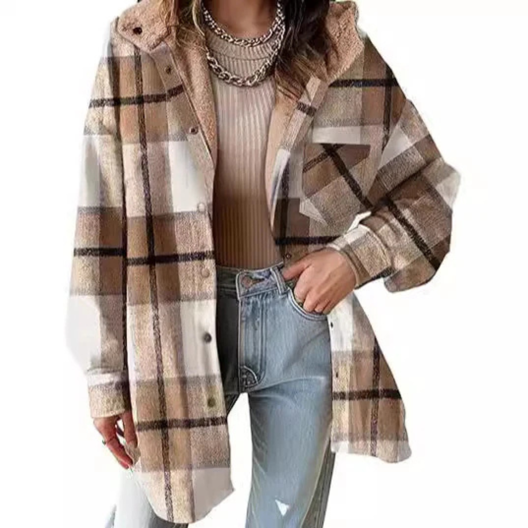 Relaxed Plaid Hooded Flannel Jacket
