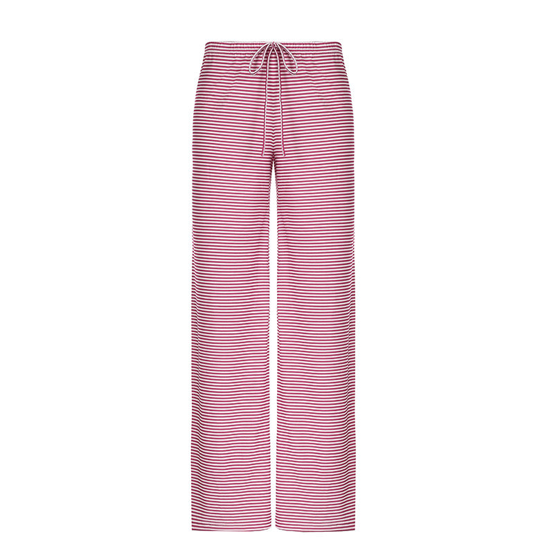 Women's Striped Lounge Trousers - Wide-Leg Pants