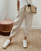 Drawstring Linen Trousers Comfy Women's Summer Pants