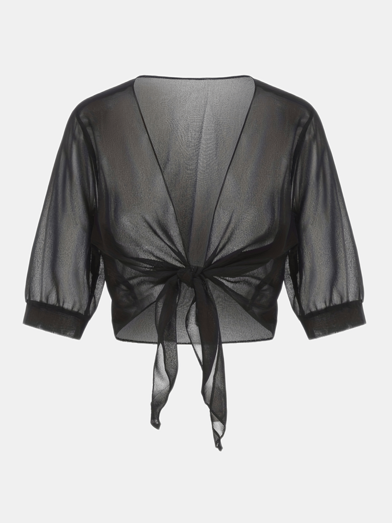 Lightweight Tie-Front Open Blouse