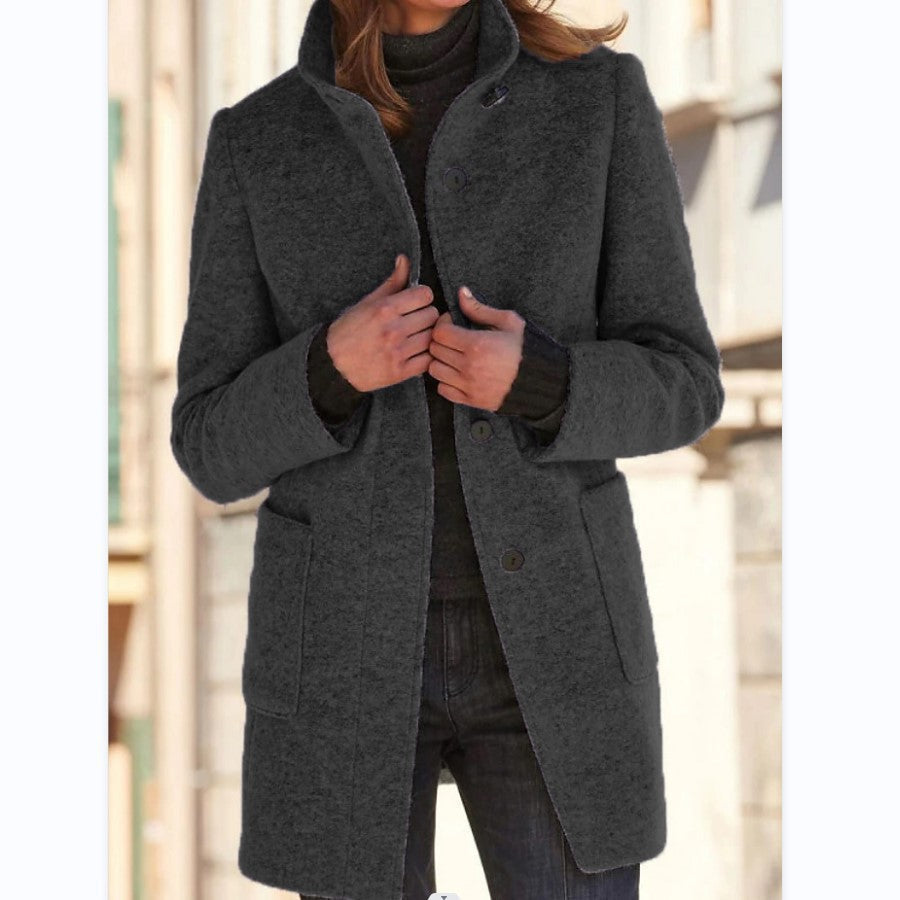 Retro Buttoned Stand Collar Windbreaker