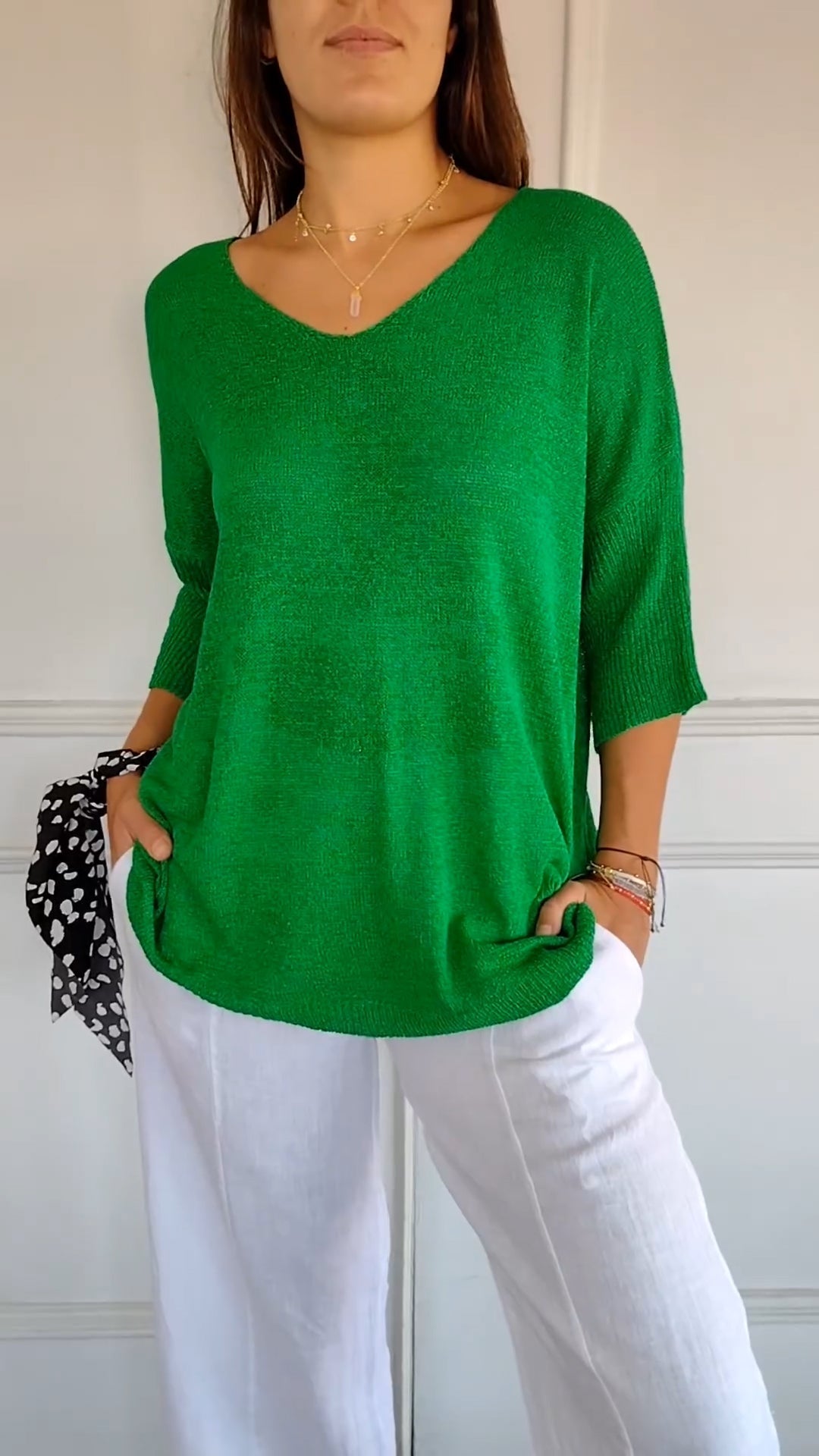 V-Neck Knit Top Casual Lightweight Jumper
