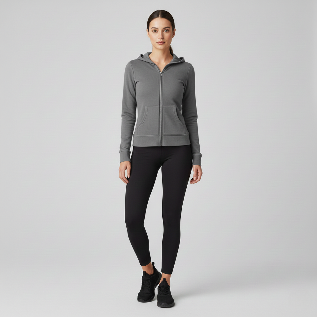 Fitted Zip-Up Top Hoodie