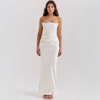 Women's Elegant Corset Midi Dress - Satin Bodycon Fit